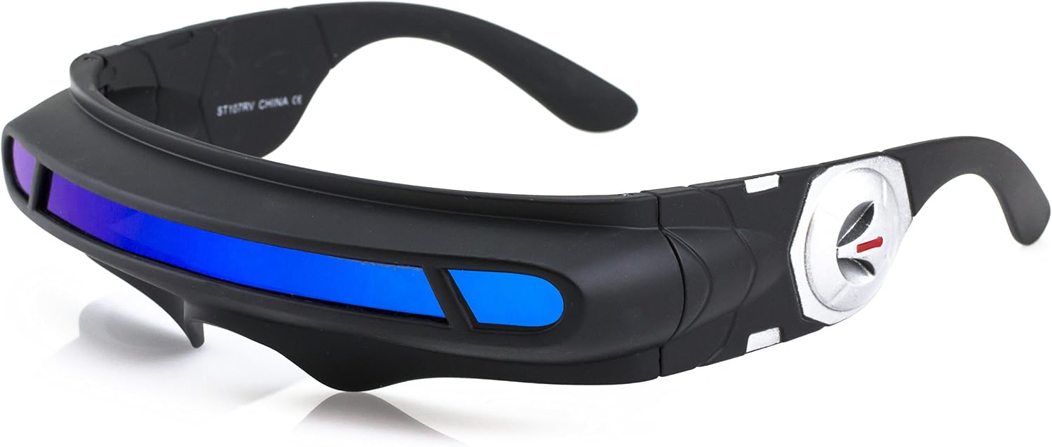 FLAWLESS EYEWEAR Futuristic Space Alien Costume Party Cyclops Shield Colored Mirror Mono Lens Wrap Sunglasses 147mm - Image 1