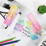 Colorful abstract patterns on Anseal student reward bookmarks