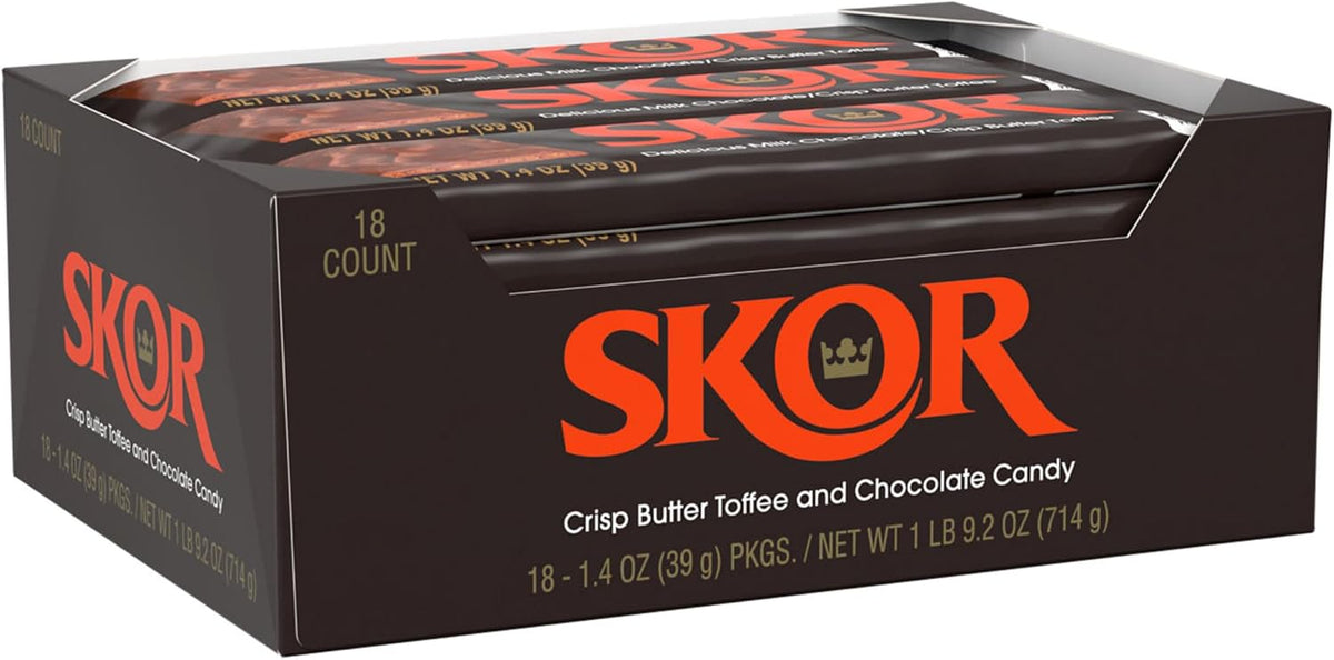 Gluten free Skor chocolate toffee candy bars showing crisp inner texture