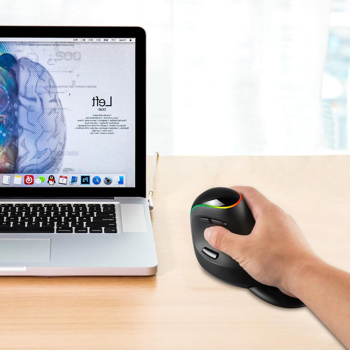 Yocunker vertical mouse angled top view displaying scroll wheel