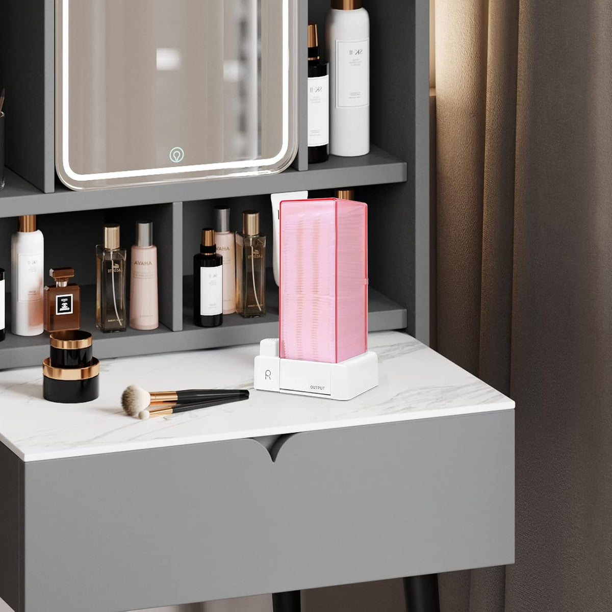 Aukiron skincare organizer filled with cotton pads