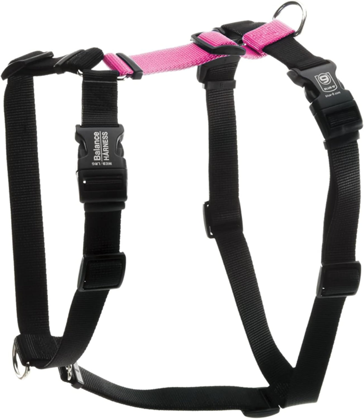 Purple Blue-9 harness flat lay on white background