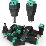VWEICYY DC adapter plug front view showing male and female power connectors.