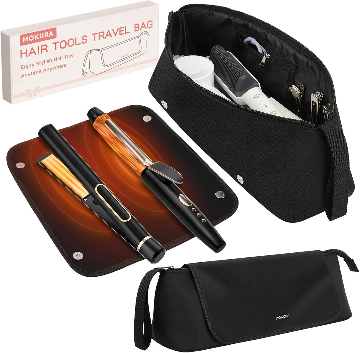 Mokura hot hair tools travel bag in black
