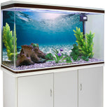 AWERT tropical aquarium background close up showing vibrant blue water and sand