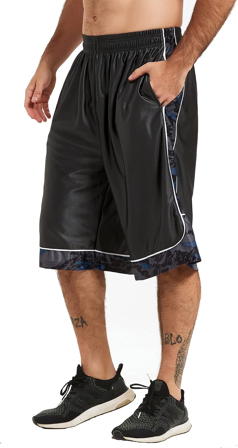 HQUEC Men's 12" Long Basketball Athletic Shorts Below Knee Loose-Fit | Deep Pockets, Mesh Fabric, Sweat Wicking, Elastic Waist Drawstring, Free Movement, Gym Running Multi Sports - Image 10