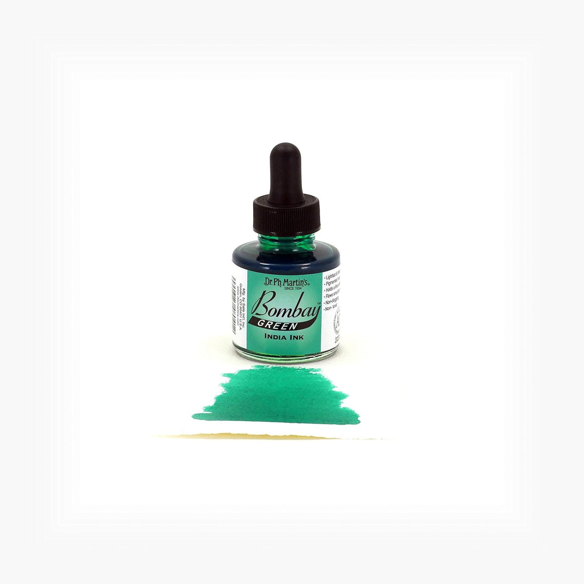 Dr. Ph. Martin's green india ink dropper bottle packaging