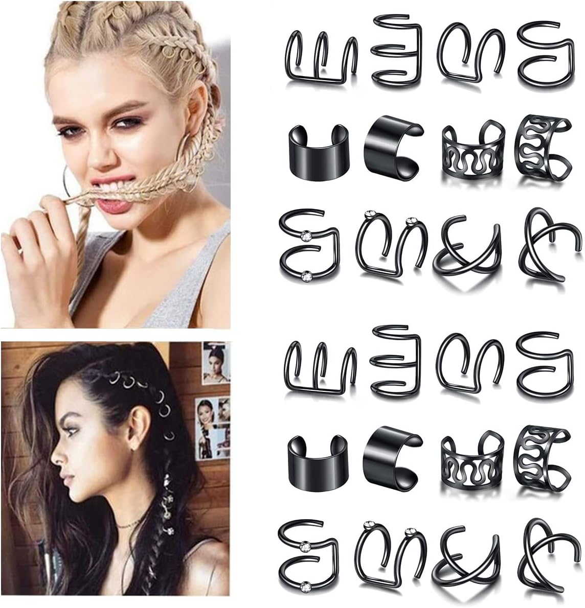 ASVNRES non piercing ear clip set laid flat