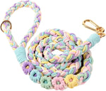 Handmade 5ft Braided Cotton Dog Leash with Unique Floral Handle, Durable and Stylish, Ideal for Small to Large Dogs,Rainbow Mix - Image 14