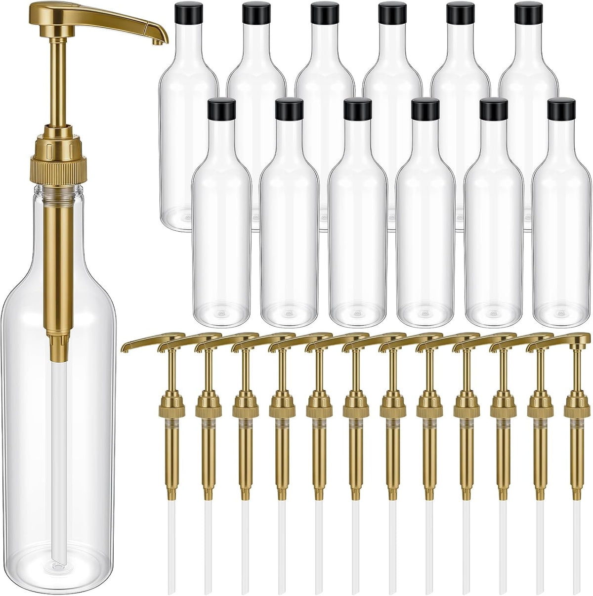 Maxdot 6 Pcs 25 oz Syrup Bottles with Pump Long Neck Bottles Plastic Syrup Pump Dispenser for Coffee Bar Accessories Home Party (Black) - Image 10