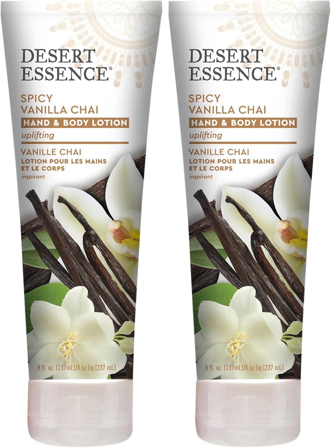Model applying Desert Essence body lotion on dry hands