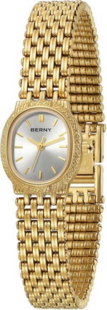 BERNY Vintage Gold Watch for Women, Small Oval Quartz Wrist Watch with Tool | 3ATM Waterproof, Dainty Ladies' Bracelet Style, Japanese Quartz Movement, Great Gift for Her, Resizing Tool Included - Image 13