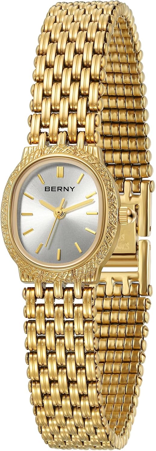 BERNY Vintage Gold Watch for Women, Small Oval Quartz Wrist Watch with Tool | 3ATM Waterproof, Dainty Ladies' Bracelet Style, Japanese Quartz Movement, Great Gift for Her, Resizing Tool Included - Image 13