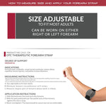 OTC tennis elbow strap showing adjustable hook and loop closure