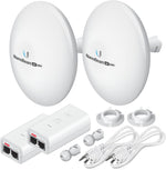 Good Story Ubiquiti NanoBeam 5AC Gen2 wireless bridge front view showing compact outdoor point to point design.