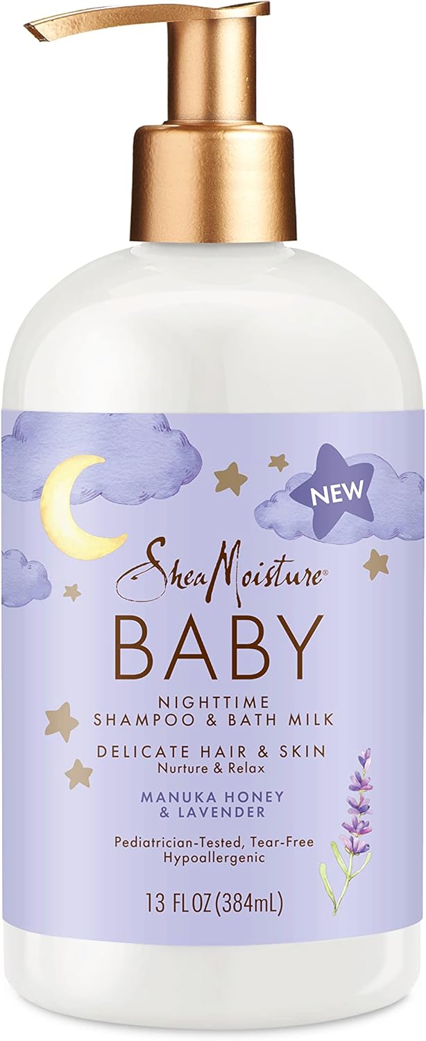 SheaMoisture Baby Shampoo & Bath Milk Manuka Honey & Lavender for Delicate Hair and Skin Nighttime Skin and Hair Care Regimen 13 oz - Image 1