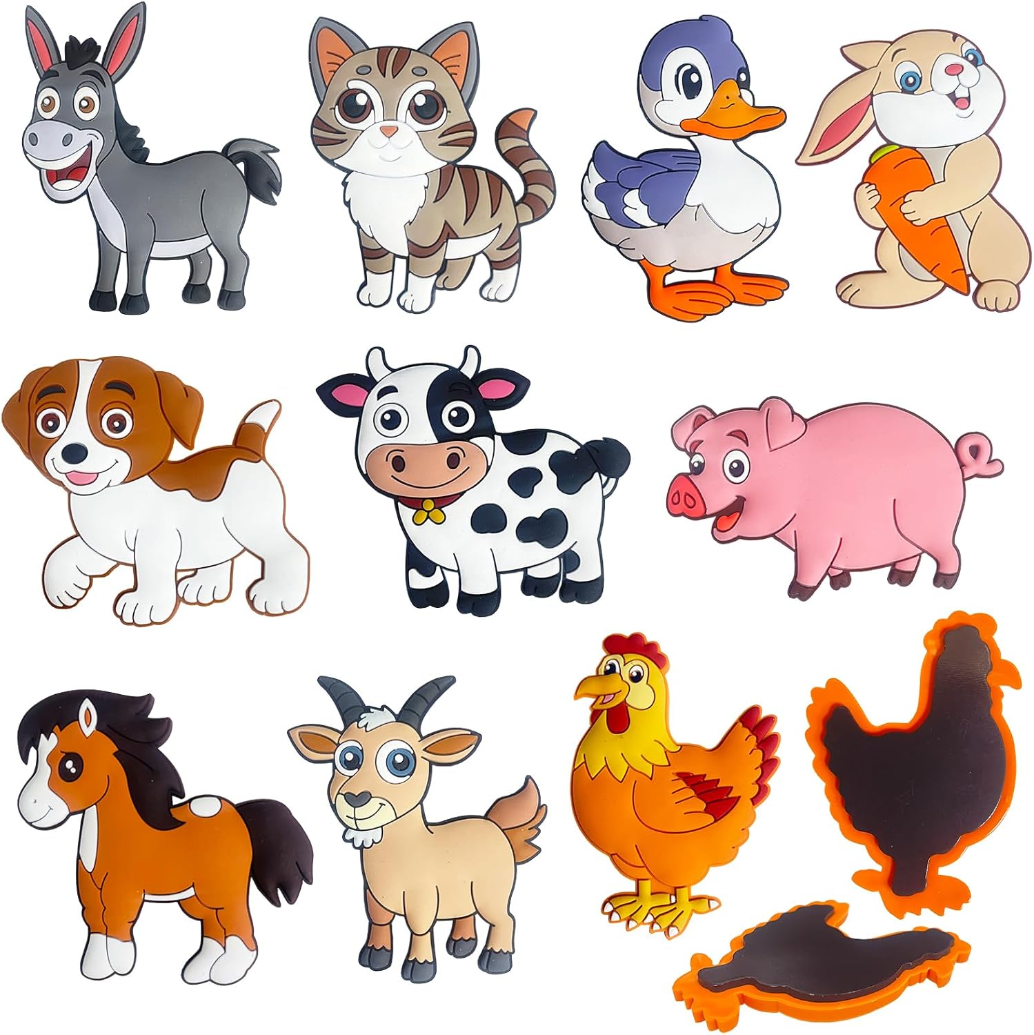 DUUMI farm animals toddler fridge magnets front view set on a white background