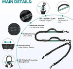 Close up of three hundred sixty degree swivel no tangle dual dog leash adapter