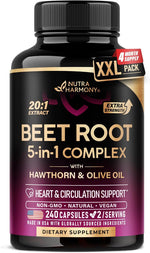 Nutraharmony beet root capsules bottle front view dietary supplement