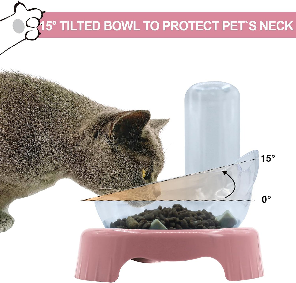 Qinkoudih 15 degree tilted cat bowls close up