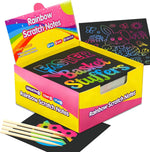 MEUOFLANMEE rainbow scratch art paper mini notes pack front view showcasing creative kids drawing kits