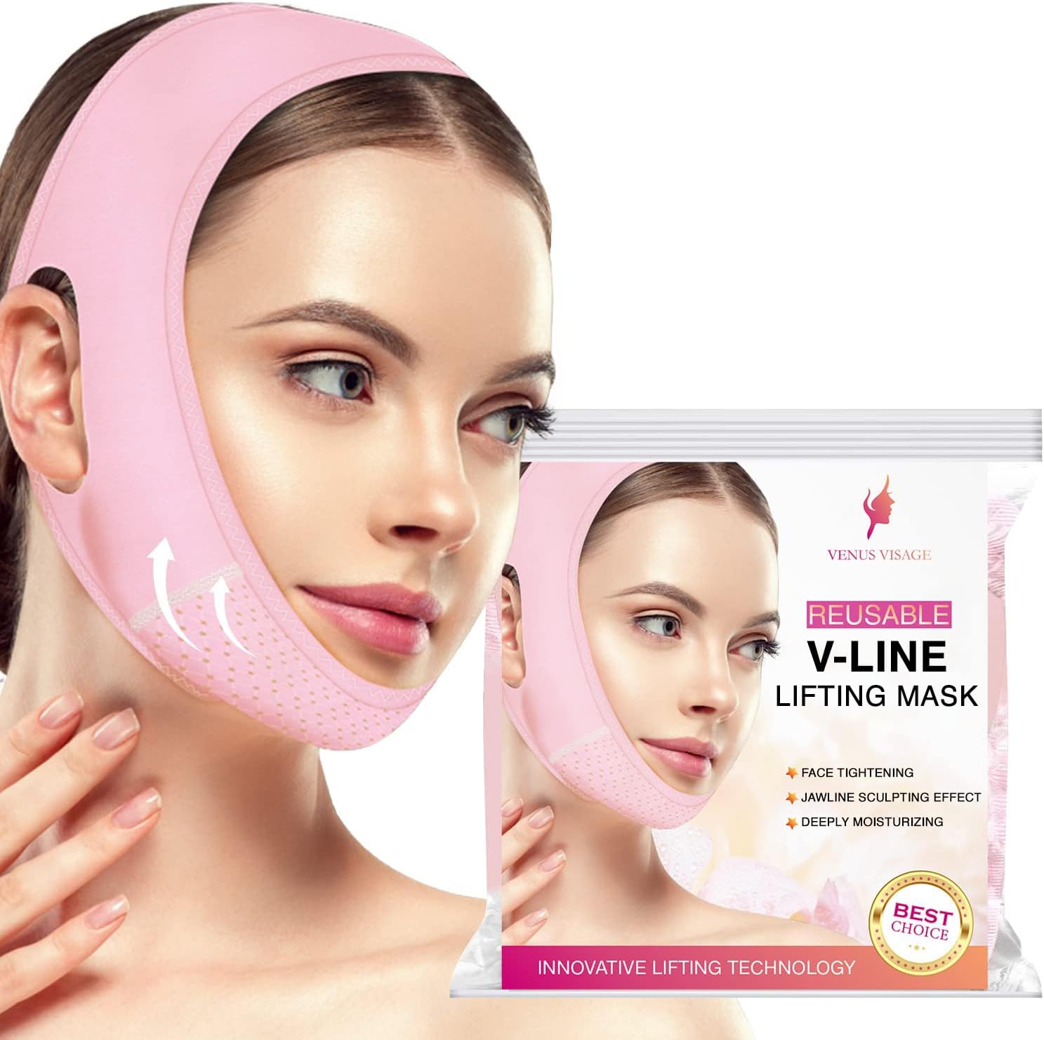 Venus Visage Face Lifting Strap pink color front view
