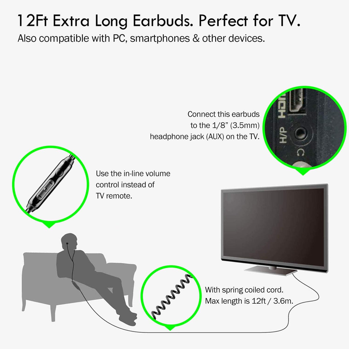 C G ChanGeek 12ft spring coiled cable coiled and extended display
