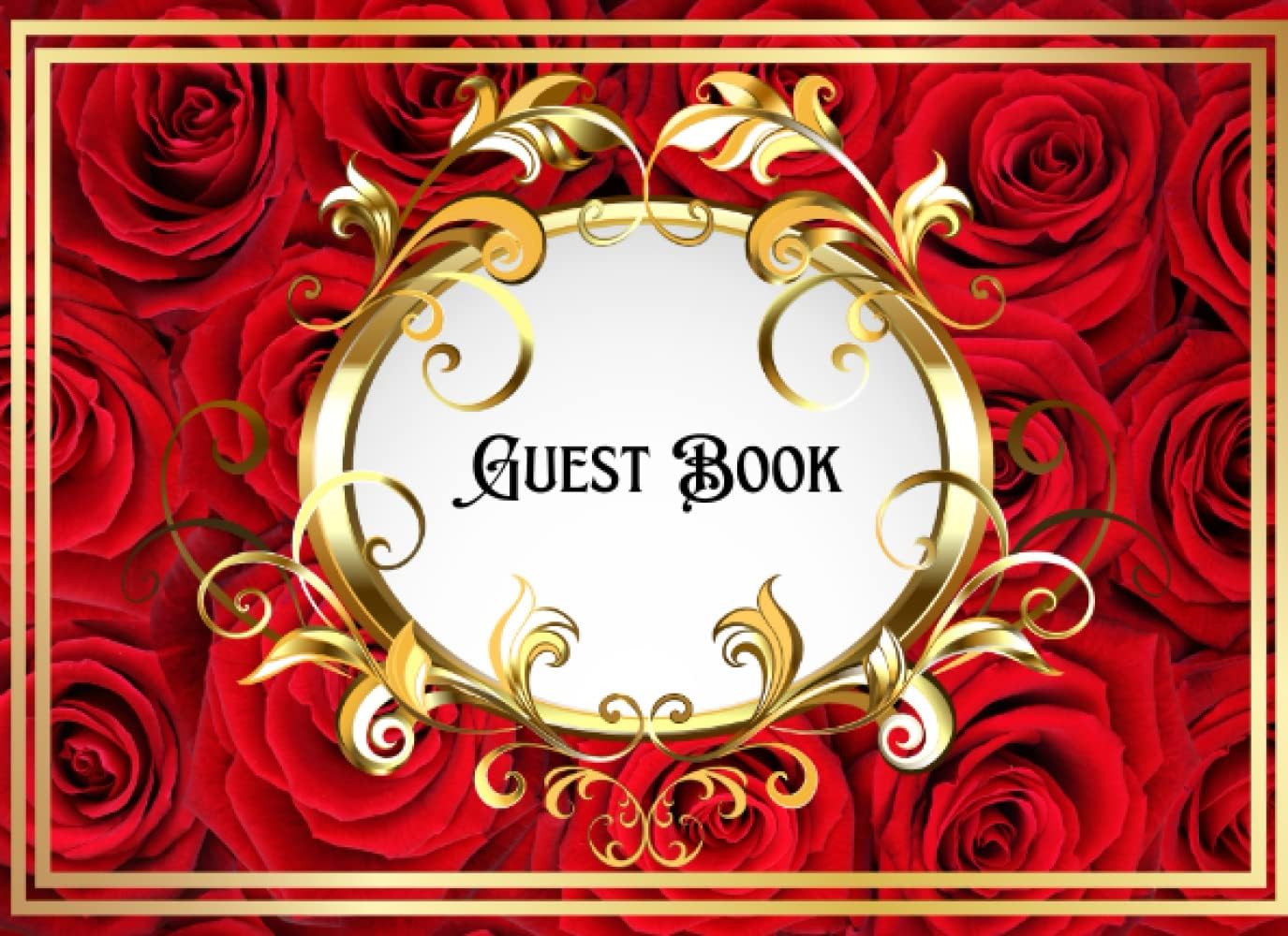 Wedding Guest Book Red Roses: Elegant and Formal Gift Idea for Visitors to Sign In on Reception - Image 1