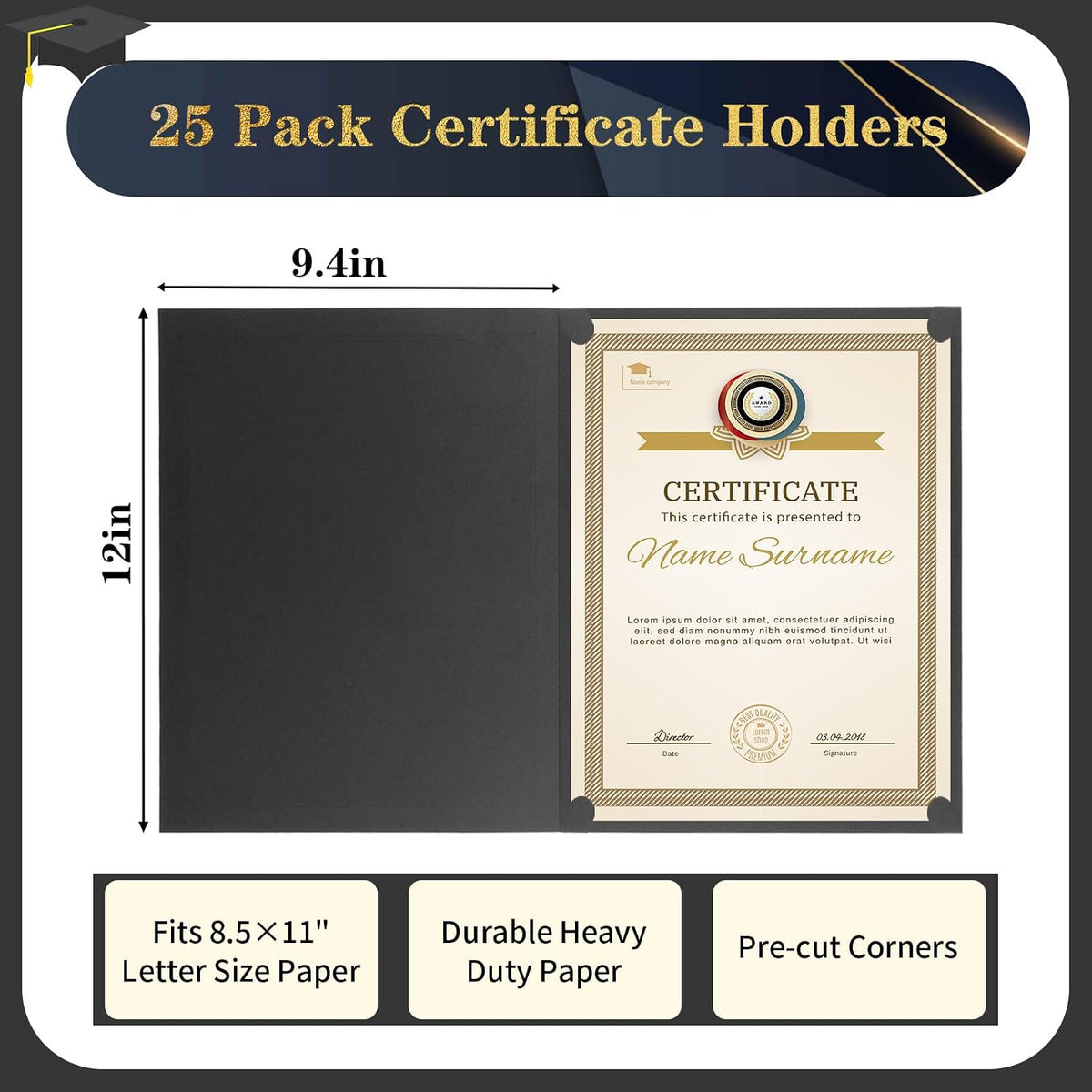 Coidea diploma covers opened showing corner slots