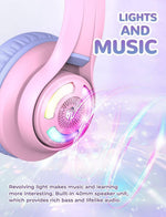 iClever BTH13 purple cat ear headphones side profile