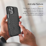 MOTIVE for iPhone 16 Pro max Case with Belt Clip, Rigid, Kickstand | 6.9" | Ranger v1 Series, Black, 360 degrees holster, open-top/open-bottom port access, textured grip, slim - Image 9