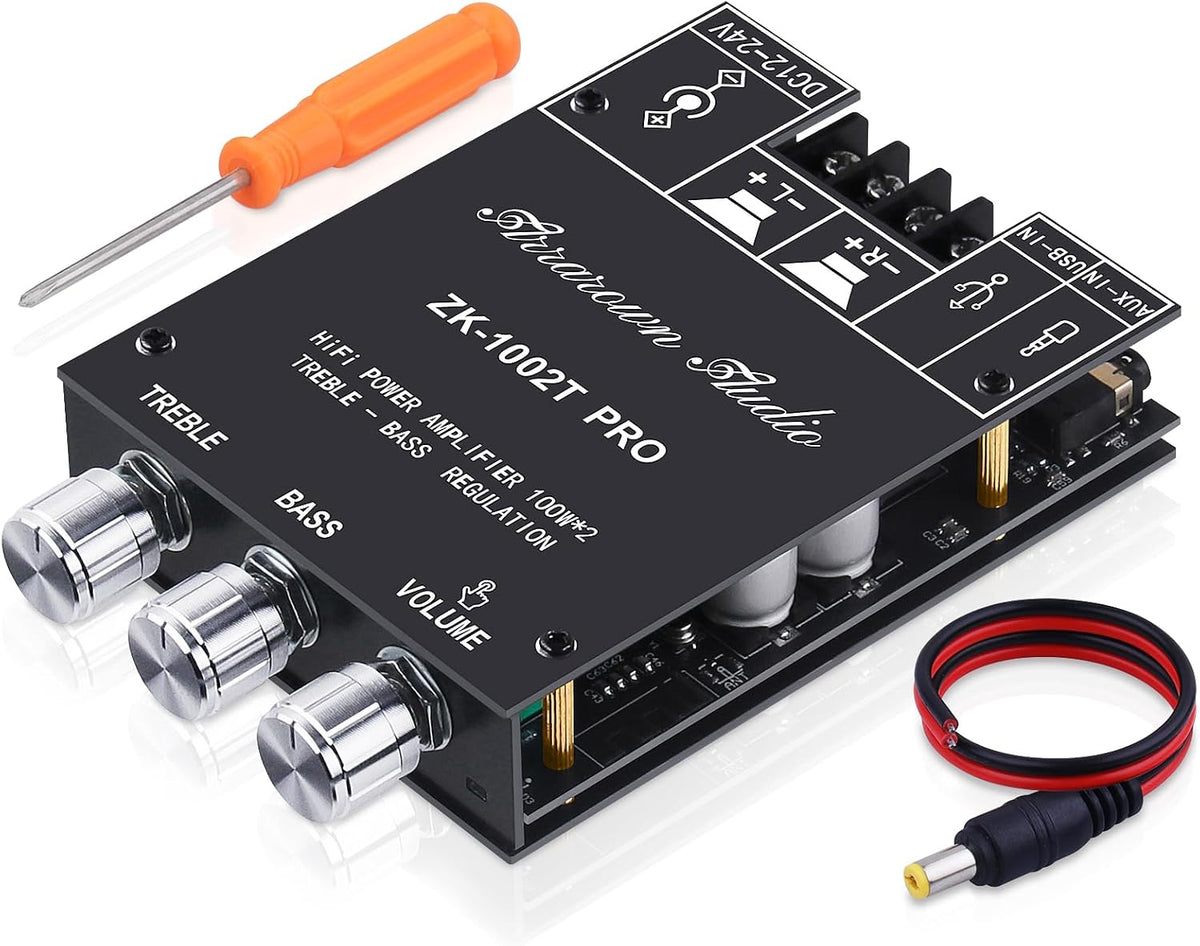 Bluetooth Audio Amplifier Board, ZK-TB21 2.1CH 50W x 2 +100W Subwoofer Amp | Power Amplifier with Treble and Bass Control, Bluetooth5.0 and AUX Inputs, Stereo Digital AMP for DIY Home Speakers - Image 11