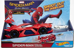 Hot Wheels Spider-Man Web-Car Launcher side profile action shot