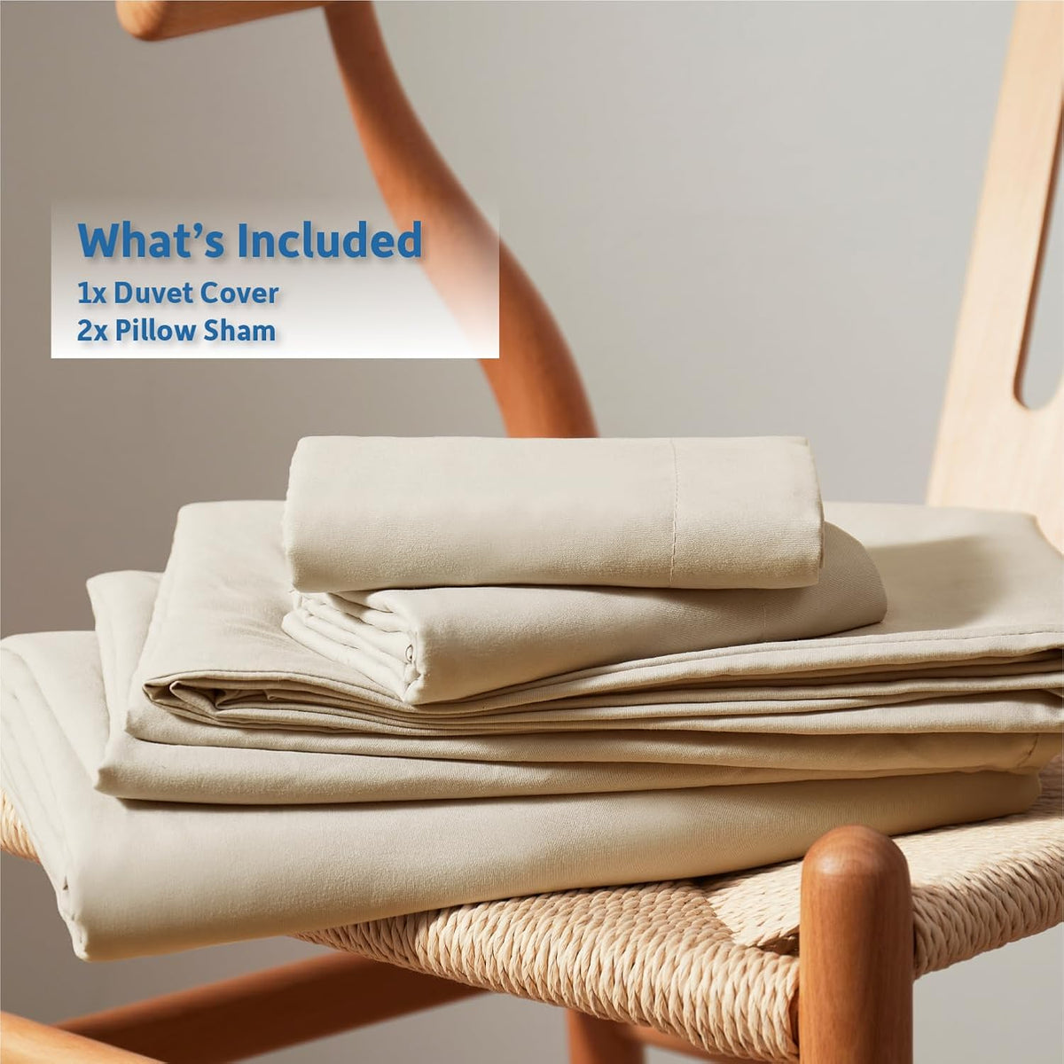 Nestl Beige Cream Duvet Cover King Size - Soft Double Brushed King Duvet Cover Set, 3 Piece, with Button Closure, 1 Duvet Cover 104x90 inches and 2 Pillow Shams - Image 9