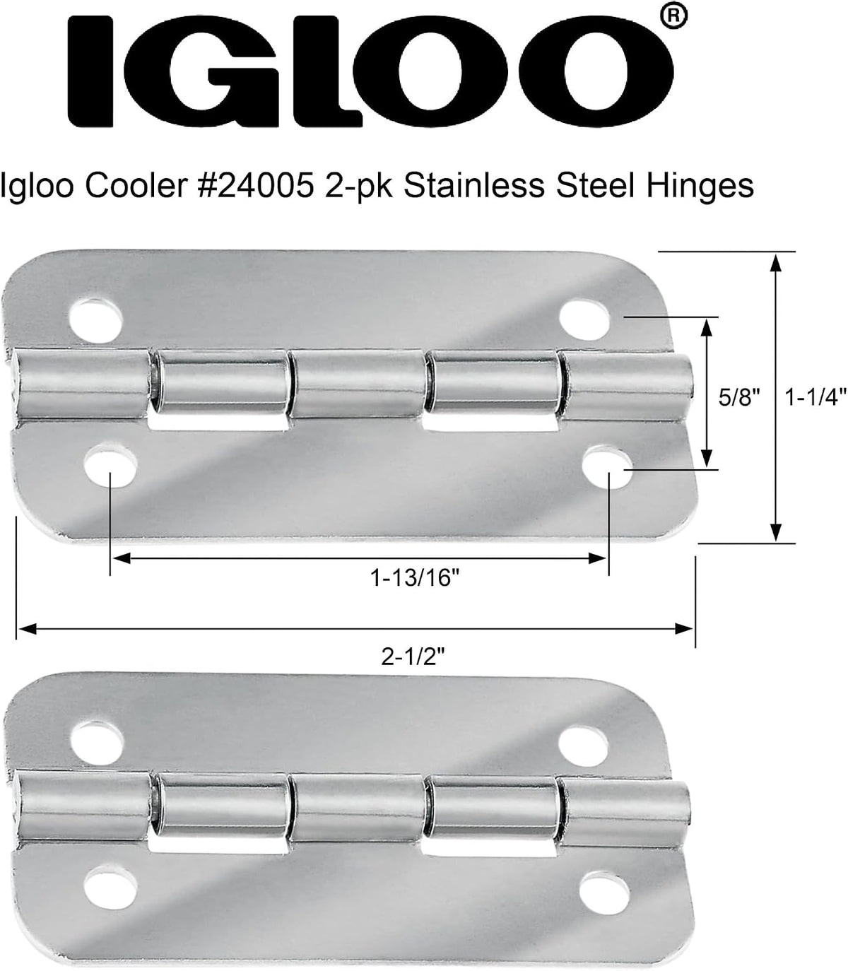 Igloo 24005 stainless steel hinges set with mounting screws