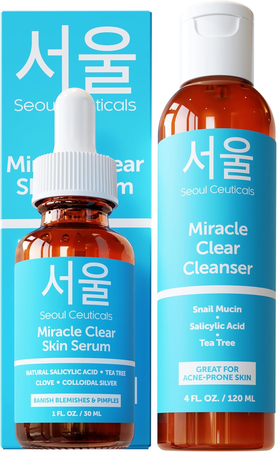 SeoulCeuticals Zombie Acne Kit front view showing cleanser and serum packaging for clear skin