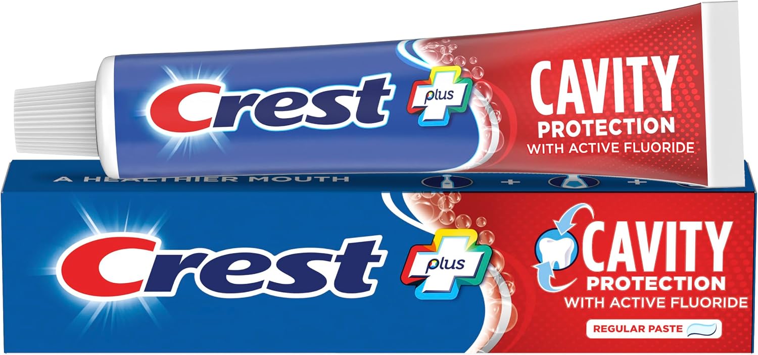 Crest cavity protection toothpaste regular paste front view tube packaging