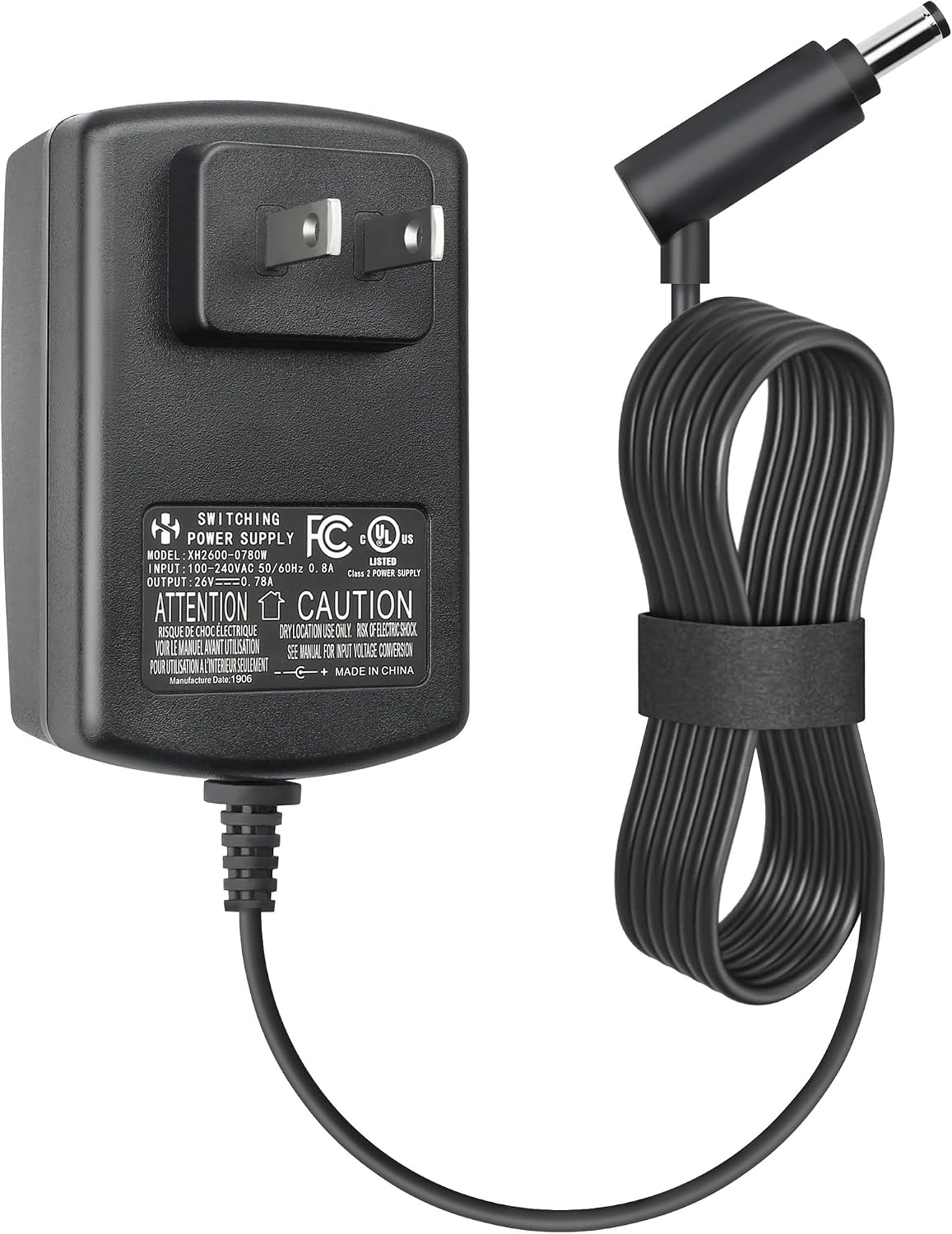 LotFancy charger for Dyson cordless vacuum front view power supply