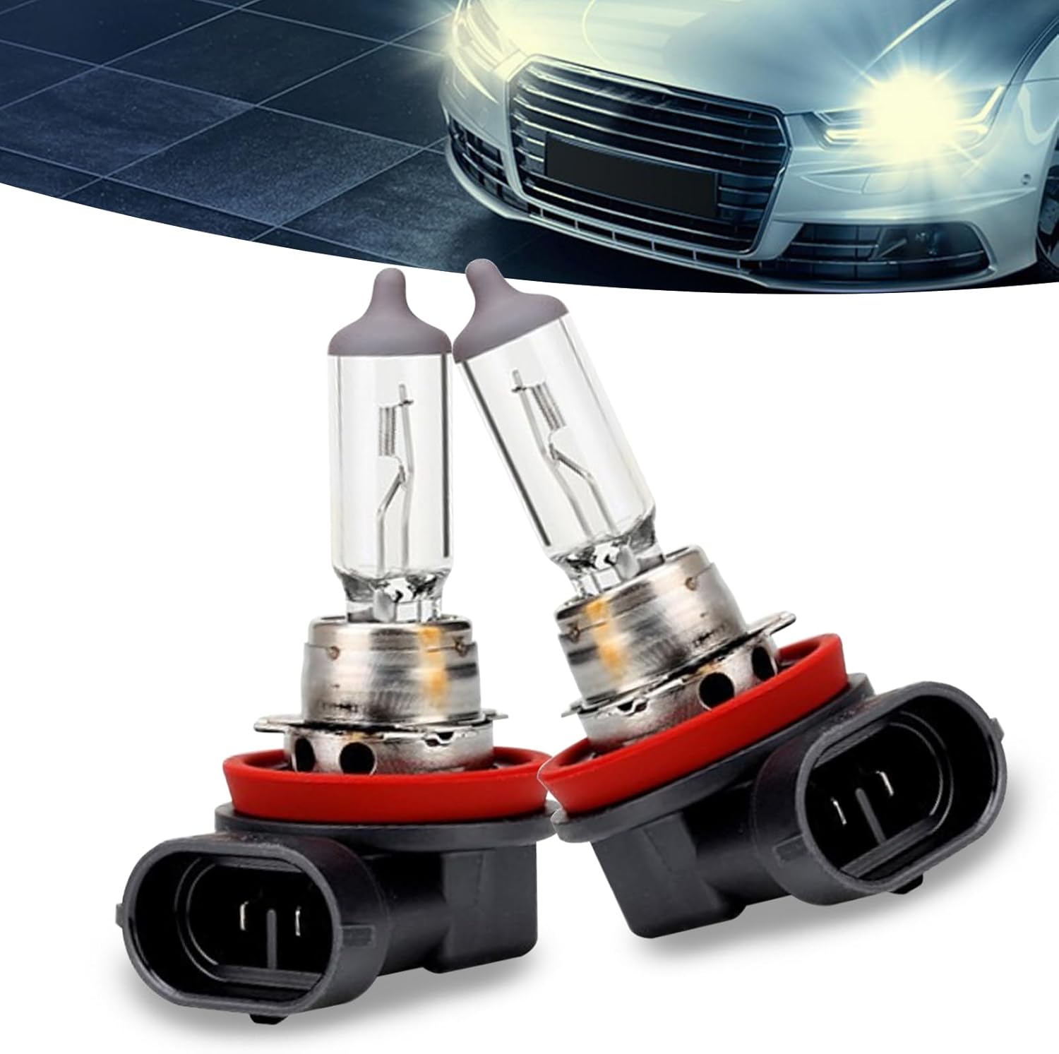Gunhunt car halogen bulb pack front view showcasing two H11 55W quartz lamps for premium vehicle lighting upgrades.