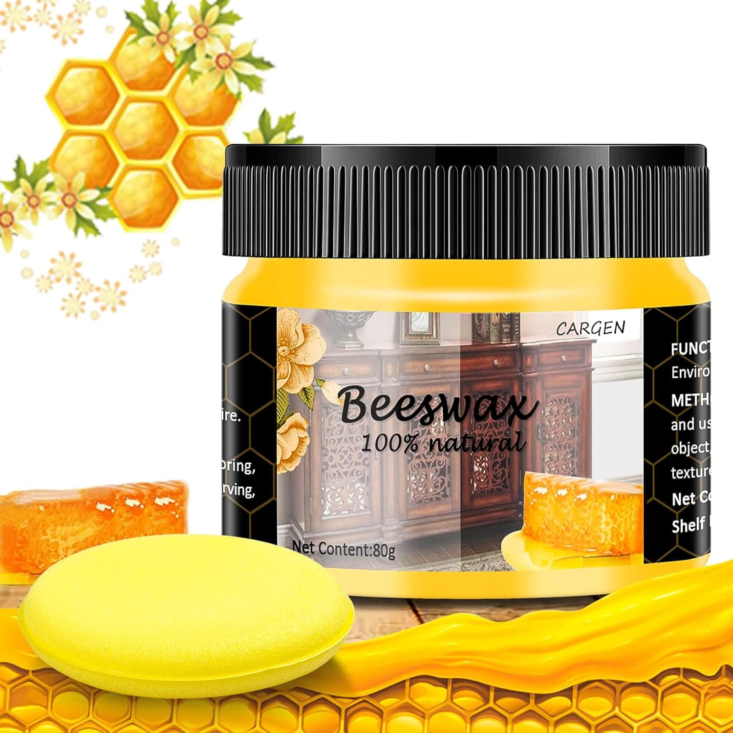 Cargen Beeswax Furniture Polish 80g tub front view