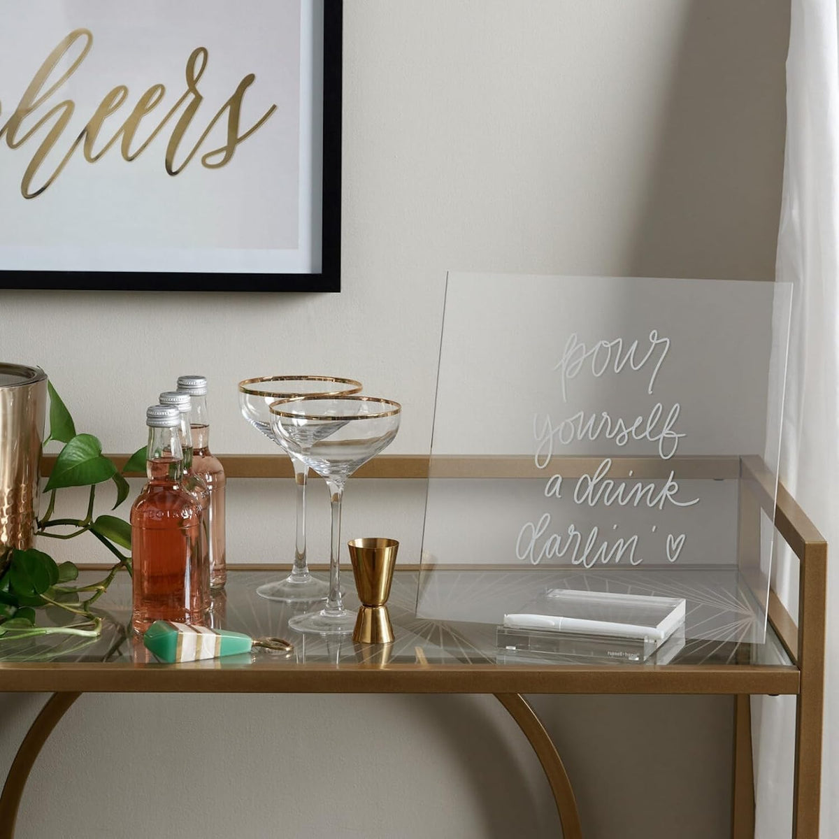 Russell+Hazel clear acrylic dry erase board in use