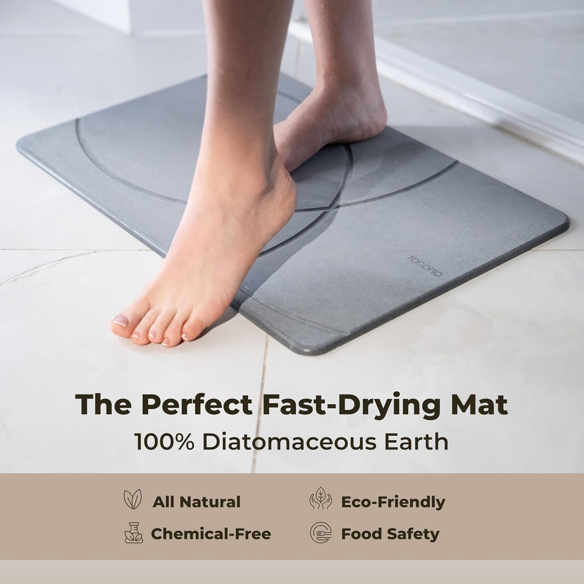 TOSORO quick drying stone bath mat absorbing water demonstration