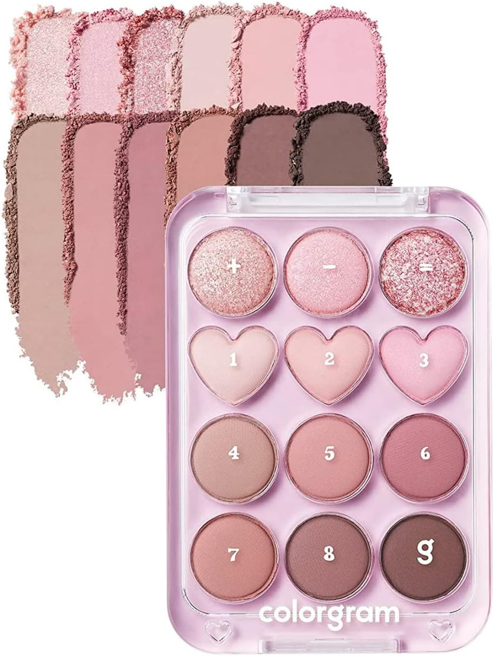 COLORGRAM Pin Point Eyeshadow Palette 02 Pink+Mauve= | Ultra-Blendable Matte, Glitter, Shimmer Shades for Daily Makeup | K-Beauty Eye Palette with Easy-to-Use Calculator Design - Image 1