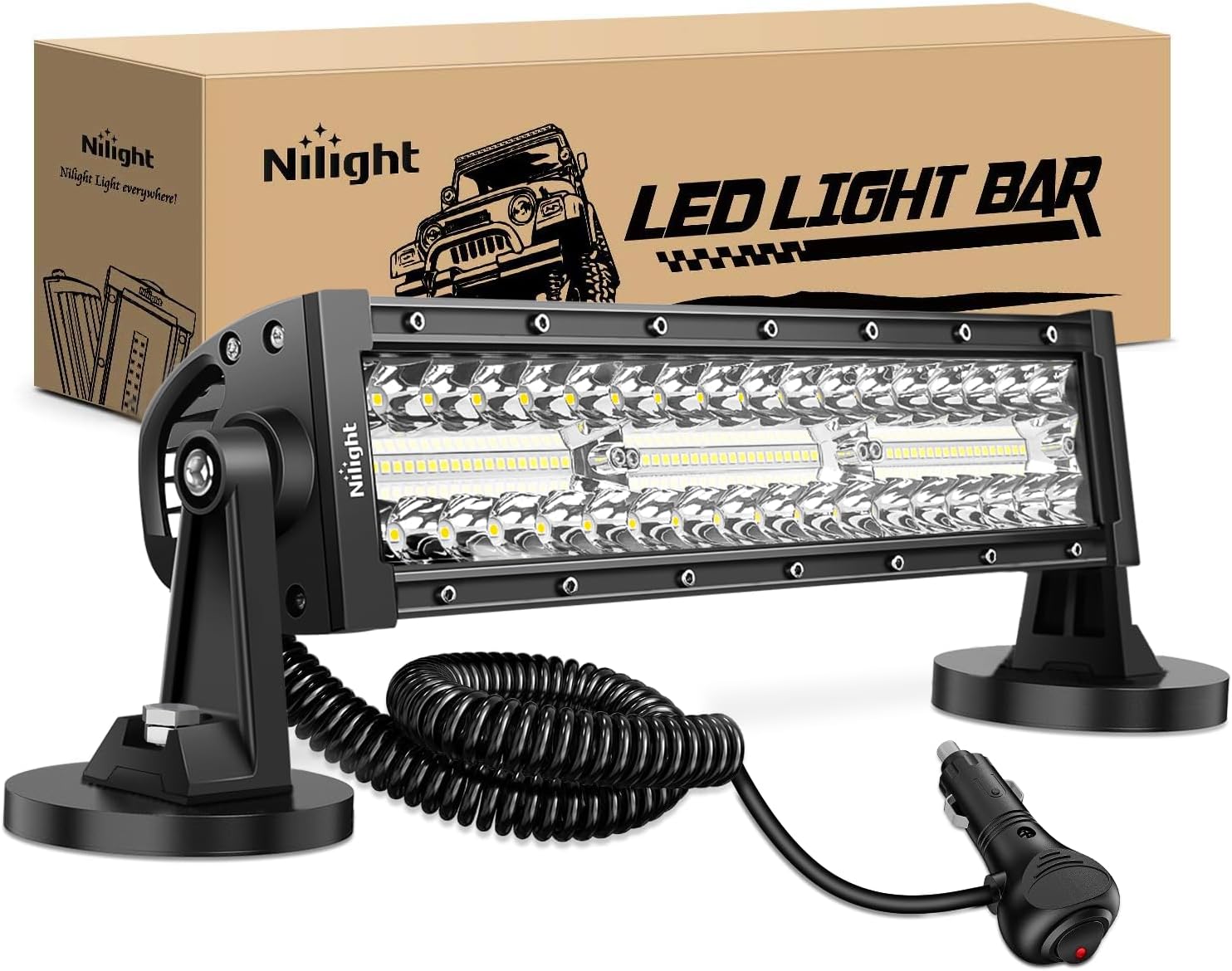 Nilight 13.5 Inch Triple Row LED Light Bar front view