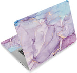 Newplenty universal vinyl laptop skin sticker decal applied on a closed laptop lid showing purple marble design