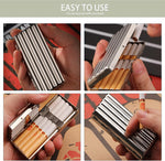 Exttlliy crushproof stainless steel cigarette container top perspective