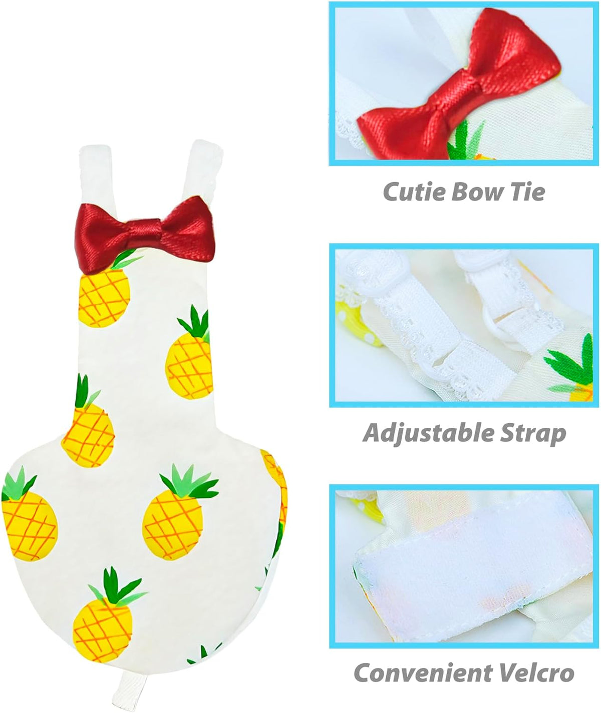 Adjustable velcro closure system on small bird diaper