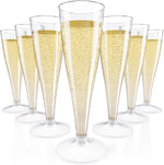 Jolly Chef 100 pack plastic champagne flutes front view for wedding catering.