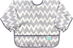 Bumkins Sleeved Bib for Girl or Boy, Baby and Toddler for 6-24 Mos, Essential Must Have for Eating, Feeding, Baby Led Weaning Supplies, Long Sleeve Mess Saving Food Catcher, Soft Fabric, Gray Chevron - Image 1