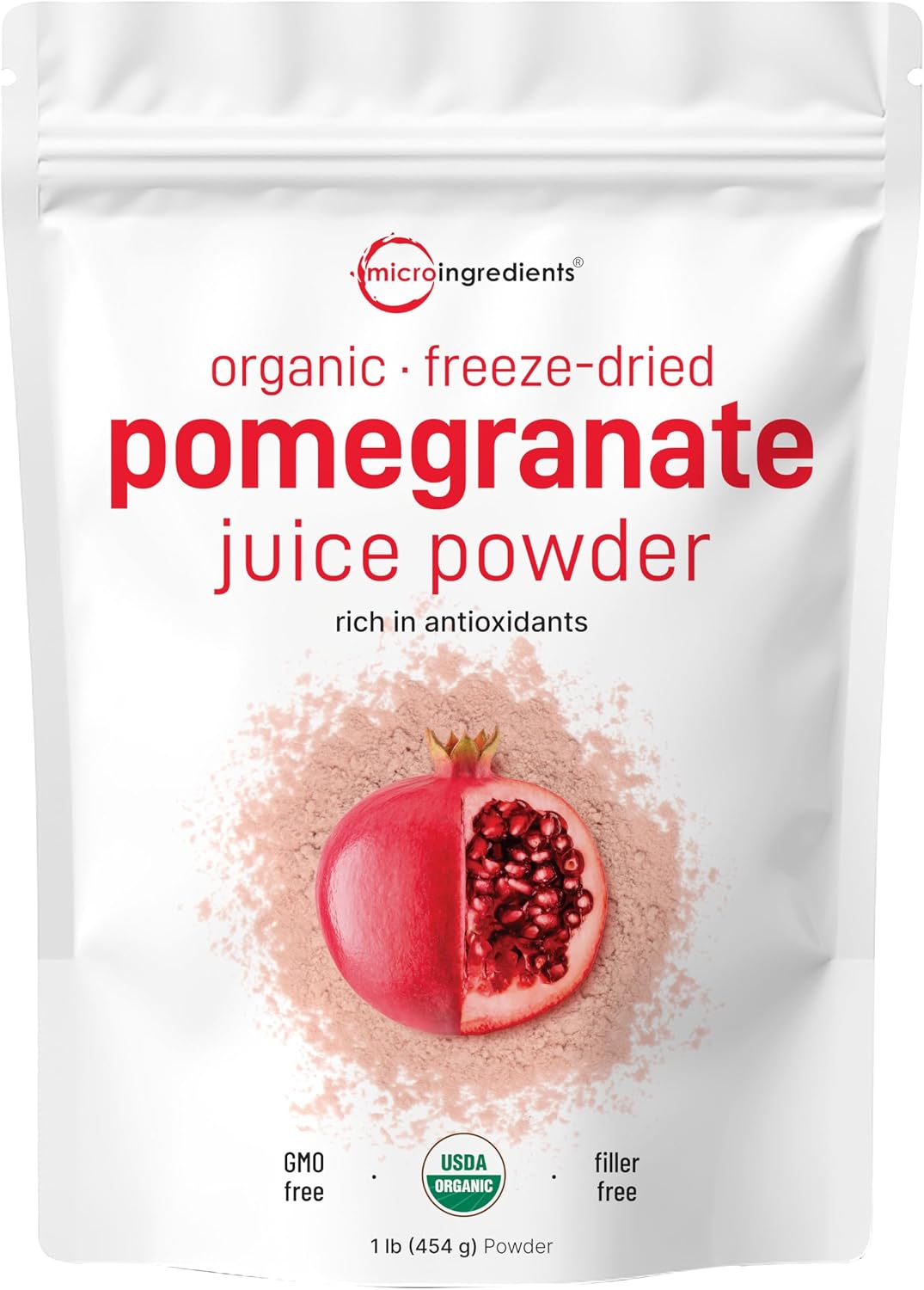 Micro Ingredients Organic Pomegranate Juice Powder front view container